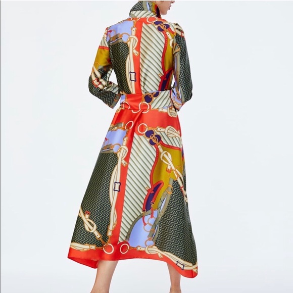 ✨ ZARA “Silk Scarf” Print Midi Dress ✨ - Picture 5 of 8